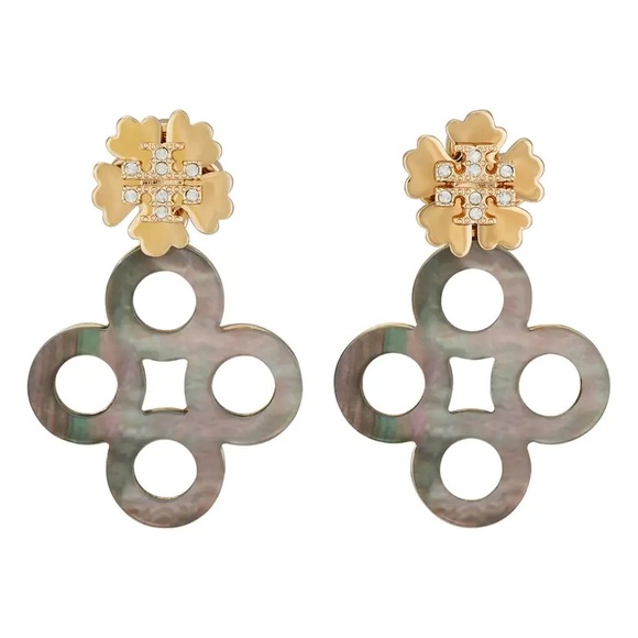 Tory Burch Jewelry - Tory Burch Kira Logo Clover Pavé Front/Back Earrings